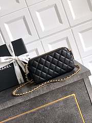 Chanel Zipper Phone Wallet with Chain Suede Black 18x10x3cm - 2