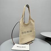 Miu Miu Ivy Raffia-effect Linen Bag 40x35cm - 2