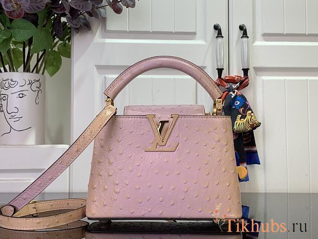 Louis Vuitton LV Mini Capucines Light Pink Ostrich 21x14x8cm - 1
