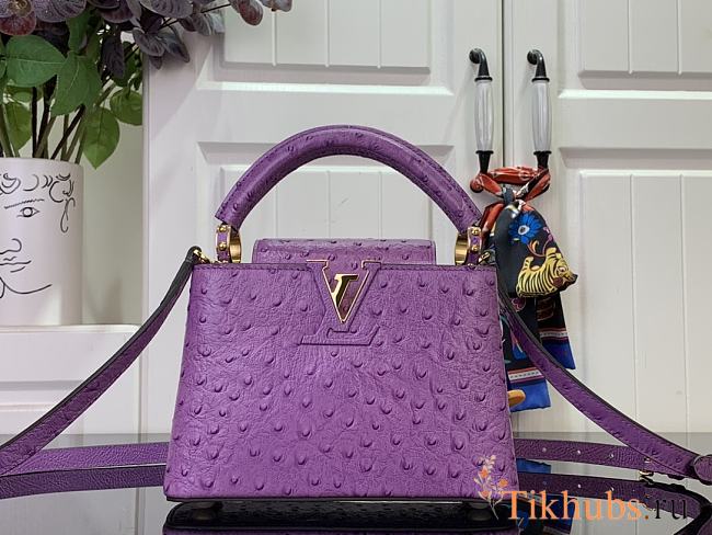 Louis Vuitton LV Mini Capucines Ostrich Purple 21x14x8cm - 1