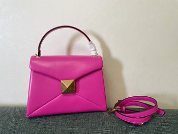 Valentino Garavani One Stud Flap Leather Pink Handbag 24x18x10cm
