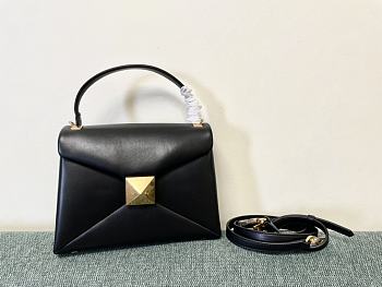 Valentino Garavani One Stud Flap Leather Black Handbag 24x18x10cm