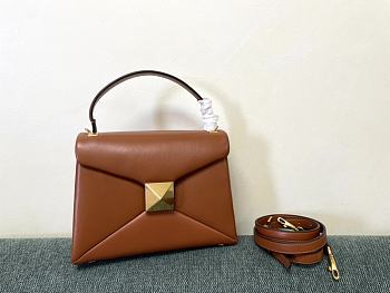 Valentino Garavani One Stud Flap Leather Brown Handbag 24x18x10cm