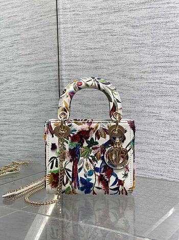 Dior Mini Lady Bag White Indian Garden 17cm