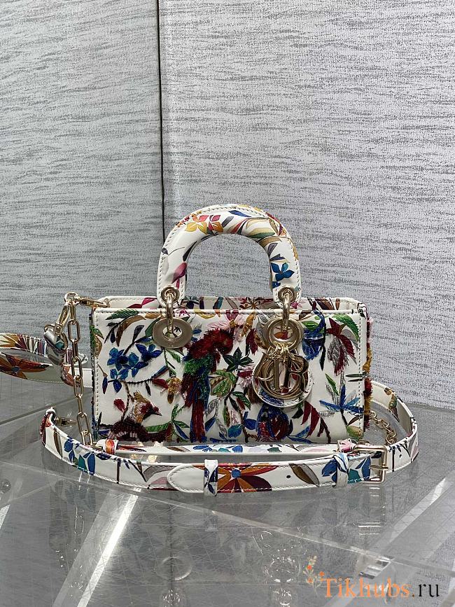 Dior Small Lady D-joy Bag White Indian Garden 22cm - 1