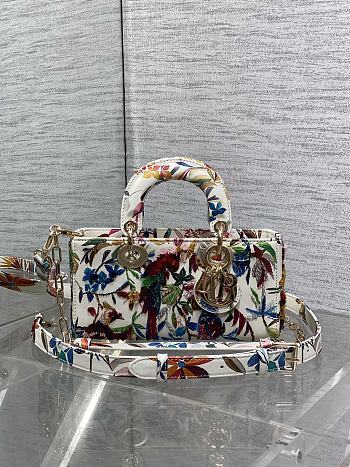Dior Small Lady D-joy Bag White Indian Garden 22cm