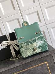 Chanel Classic Flap Bag Sequins Green 20cm - 4