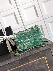 Chanel Classic Flap Bag Sequins Green 20cm - 3