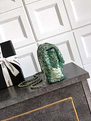 Chanel Classic Flap Bag Sequins Green 20cm - 2