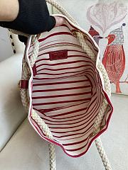 Prada Mariner Fabric Small Bucket Bag White Red 28x23.5x16.5cm - 5