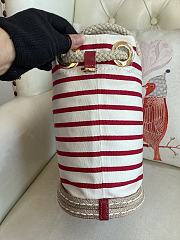 Prada Mariner Fabric Small Bucket Bag White Red 28x23.5x16.5cm - 3