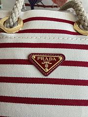 Prada Mariner Fabric Small Bucket Bag White Red 28x23.5x16.5cm - 2