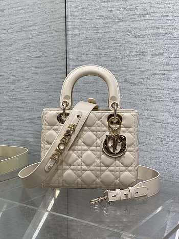 Dior Small Lady Bag Cream Gold 20cm