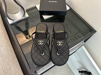 Chanel Raffia Black Slides