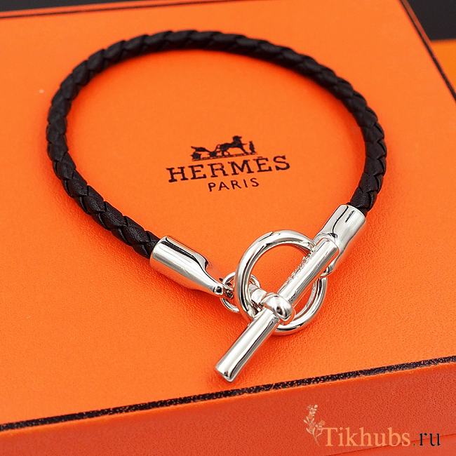Hermes Silver Black Bracelet - 1