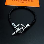 Hermes Silver Black Bracelet - 2