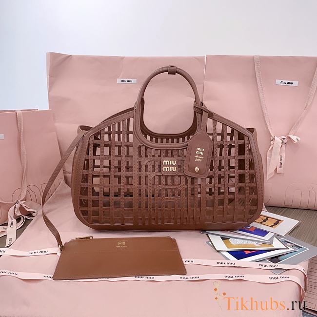 Miu Miu Leather Basket Cognac 40x21x15.5cm - 1