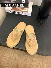 Chanel Raffia Beige Slides - 1