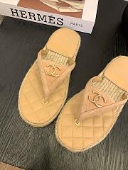 Chanel Raffia Beige Slides - 2