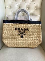 Prada Medium Crochet Leather Tote Bag Tan/Black 32x29x16cm - 1