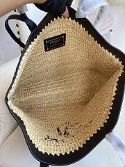 Prada Medium Crochet Leather Tote Bag Tan/Black 32x29x16cm - 5