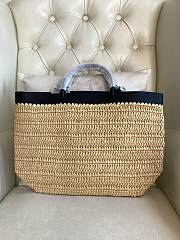 Prada Medium Crochet Leather Tote Bag Tan/Black 32x29x16cm - 3