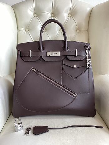 Hermes Birkin 40 Bag Brown Silver 40x40x24cm