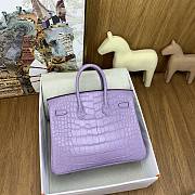 Hermes Birkin 25 Bag Purple Crocodile Silver 25cm - 2