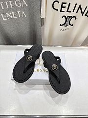 Versace Alia Rubber Black Flat Sandals - 1