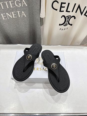 Versace Alia Rubber Black Flat Sandals