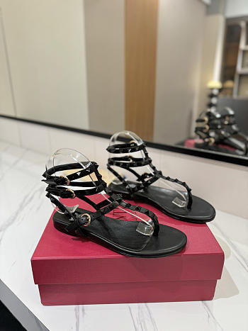 Valentino Rockstud Black Stud Flat Sandal