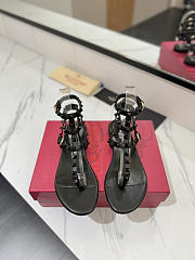 Valentino Rockstud Black Stud Flat Sandal - 4