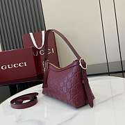 Gucci GG Emblem Small Shoulder Bag Red 22x14x8cm - 6