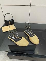 Alaïa Beige Paper Straw Ballerina Flats - 1