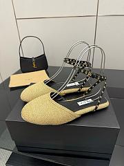 Alaïa Beige Paper Straw Ballerina Flats - 3