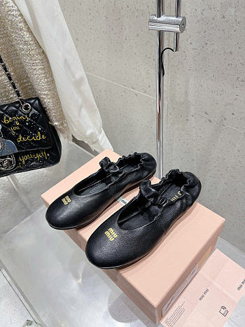 Miu Miu Black Leather Ballerinas