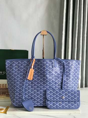 Goyard Goyardine Monogram Tote Blue 34x15x28cm