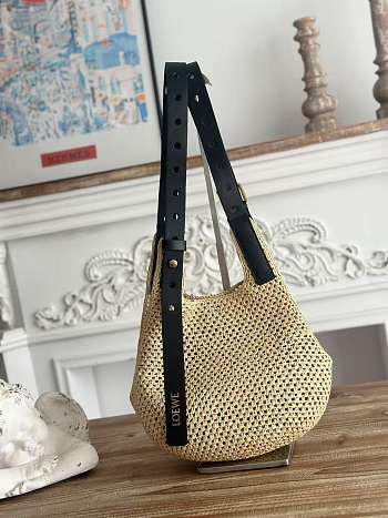 Loewe Small Punch Hole Hobo Bag Raffia 43x40x40cm