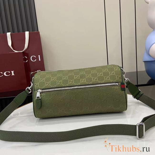 Gucci GG Canvas Small Cylinder Bag Green 30x16x16cm - 1