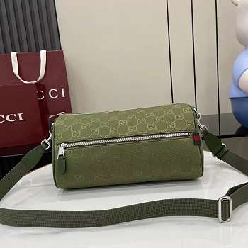 Gucci GG Canvas Small Cylinder Bag Green 30x16x16cm