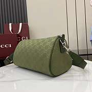 Gucci GG Canvas Small Cylinder Bag Green 30x16x16cm - 4