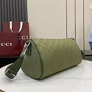 Gucci GG Canvas Small Cylinder Bag Green 30x16x16cm - 3