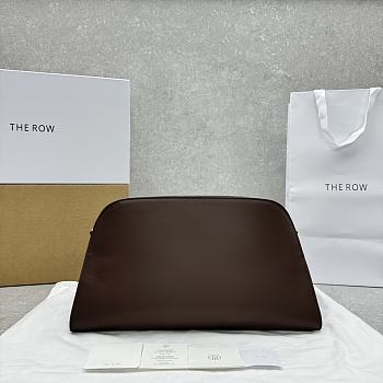The Row Margaux Buckled Leather Dark Brown Clutch 43x20x24cm