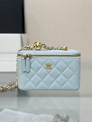 Chanel 24K Vanity Case Blue Lambskin Gold 17cm - 1
