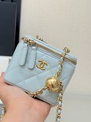 Chanel Mini 24K Vanity Case Blue Lambskin Gold 11x8.5x7cm - 6