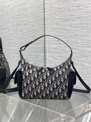 Dior Medium D-Dream Bag Oblique Blue 24x14x9cm