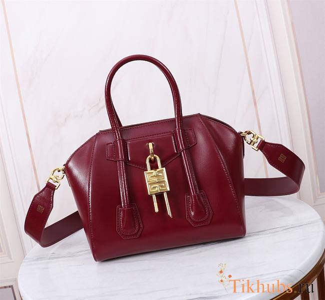 Givenchy Antigona Lock Mini Tote Red Wine 23x27x13cm - 1