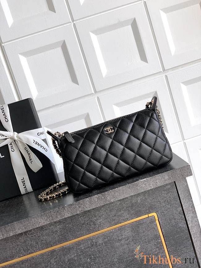 Chanel Phone Holder Chain Black Caviar Gold 21x12x5.5cm - 1
