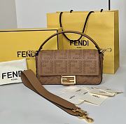 Fendi Baguette Cappuccino Leather Bag FF Interlacing 27x6x15cm - 1
