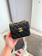 Chanel Mini Flap Bag Black Lambskin Gold 12cm - 1